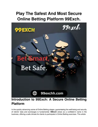 Play The Safest And Most Secure Online Betting Platform 99Exch