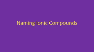 Naming Ionic Compounds and Formulas