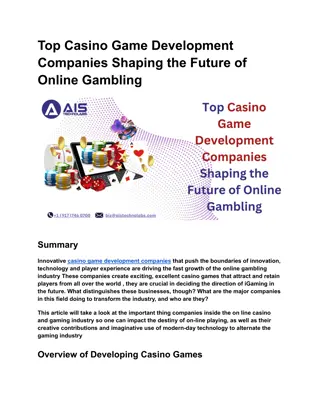 Top Casino Game Development Companies Shaping the Future of Online Gambling