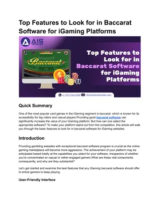 Top Features to Look for in Baccarat Software for iGaming Platforms