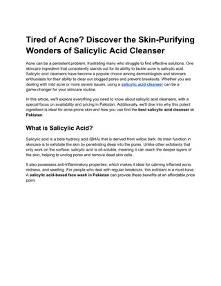 Tired of Acne Discover the Skin-Purifying Wonders of Salicylic Acid Cleanser