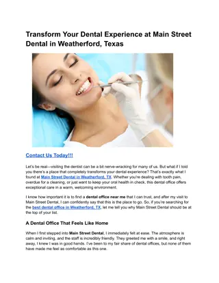 Transform Your Dental Experience at Main Street Dental in Weatherford, Texas