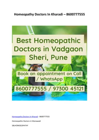 Homeopathy Doctors In Kharadi - 8600777555