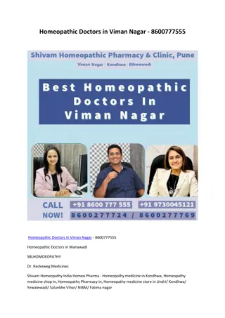 Homeopathic Doctors in Viman Nagar - 8600777555