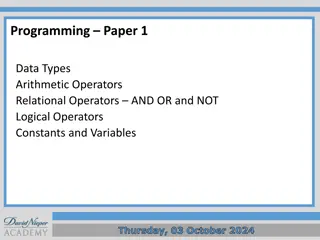 Data Types, Arithmetic Operators, and Logical Operators in Programming