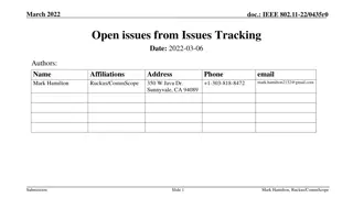 Open Issues in IEEE 802.11-22 Document - March 2022