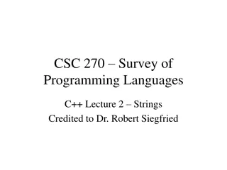 Overview of C++ Strings and Predefined Functions