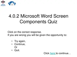 Microsoft Word Screen Components Quiz: Test Your Knowledge