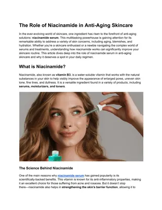 The Role of Niacinamide in Anti-Aging Skincare