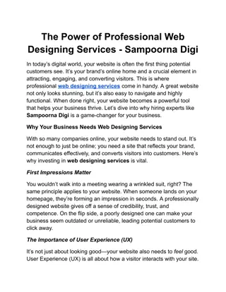 The Power of Professional Web Designing Services - Sampoorna Digi