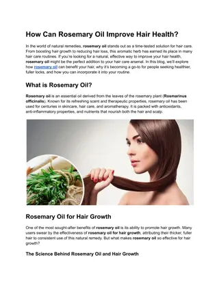 How Can Rosemary Oil Improve Hair Health