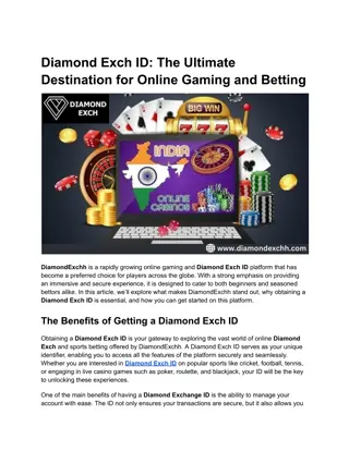 Diamond Exch ID_ The Ultimate Destination for Online Gaming and Betting