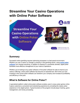 Streamline Your Casino Operations with Online Poker Software