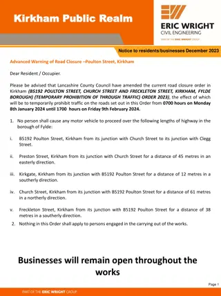 Road Closure Notice for Poulton Street, Kirkham - December 2023