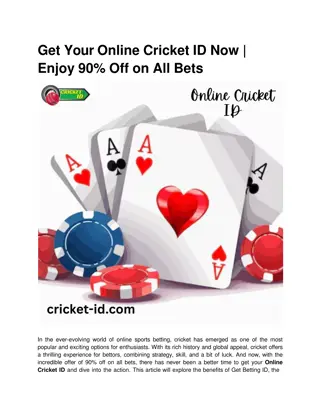 Get Your Online Cricket ID Now _ Enjoy 90 Off on All Bets