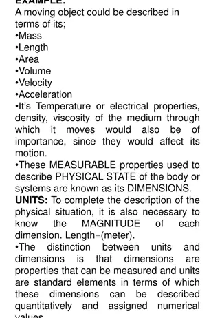 Dimensions and Units in Describing Physical Properties