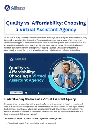 Quality vs. Affordability Choosing a Virtual Assistant Agency