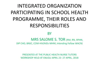 Roles and Responsibilities of Organizations in School Health Programmes