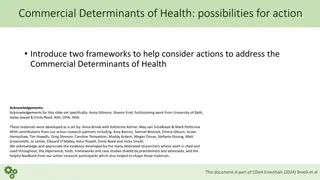 Frameworks for Addressing Commercial Determinants of Health