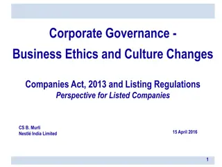 Corporate Governance and Business Ethics in Listed Companies: Regulations and Perspectives