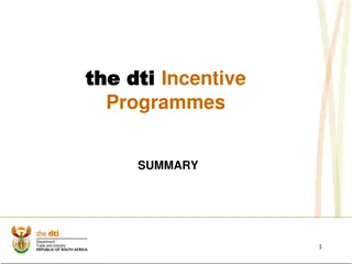 Industrial Development Incentive Programmes Summary