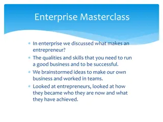 Entrepreneurship: Skills and Insights from a Masterclass