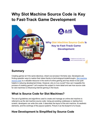 Why Slot Machine Source Code is Key to Fast-Track Game Development