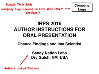 IRPS 2016 Author Instructions for Oral Presentation