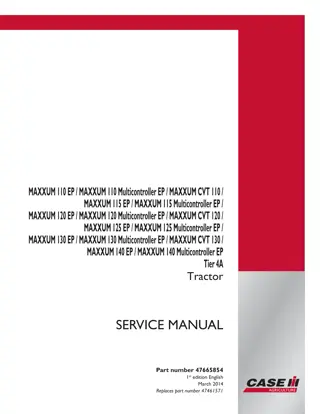 CASE IH MAXXUM 110 115 120 125 130 140 EP Tier 4A Tractor Service Repair Manual Instant Download