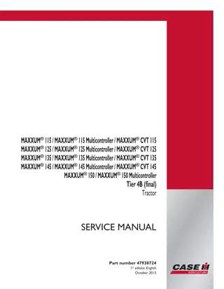 CASE IH MAXXUM CVT 115 125 135 145 Tier 4B (final) Tractor Service Repair Manual Instant Download