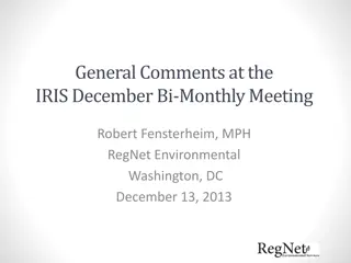 IRIS December Bi-Monthly Meeting: General Comments on Stopping Rules and Research Opportunities