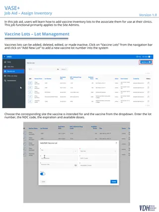 Vaccine Inventory Lot Management Job Aid