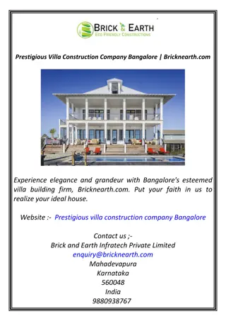 Prestigious Villa Construction Company Bangalore | Bricknearth.com