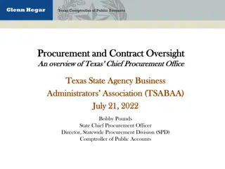 Texas Comptroller of Public Accounts Statewide Procurement Division Overview