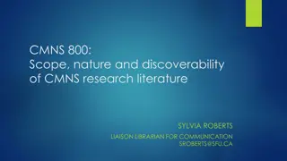 CMNS 800: Scope, Nature, and Discoverability of CMNS Research Literature