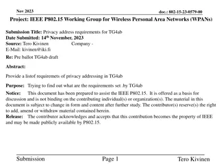 Privacy Address Requirements for Wireless Personal Area Networks