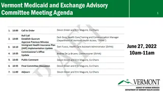 Vermont Medicaid and Exchange Advisory Committee Meeting Agenda