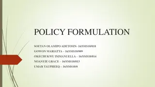 Policy Formulation: Key Concepts and Approaches