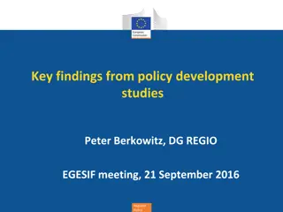 Key Findings from Policy Development Studies - Regional Policy Analysis