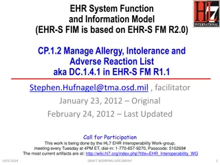 EHR System Function and Information Model: Manage Allergy, Intolerance, and Adverse Reactions