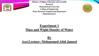 Fluid Mechanics Experiment: Water Mass and Density Analysis