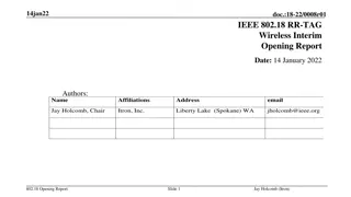 IEEE 802.18 RR-TAG Wireless Interim Opening Report - January 14, 2022