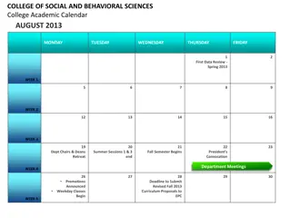 Academic Calendar Events for College of Social and Behavioral Sciences - August to October 2013