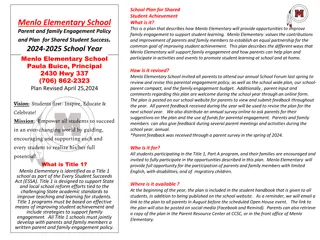 Menlo Elementary School Parent and Family Engagement Plan