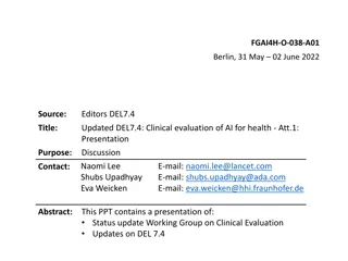 Clinical Evaluation of AI for Health: Working Group Collaboration Overview