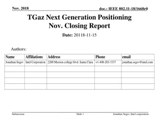 IEEE 802.11-18/1668r0 TGaz Next Generation Positioning Nov. Closing Report