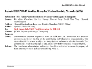 Further Considerations on Frequency Stitching and CIR Reports in UWB Next Generation