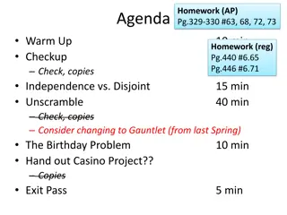 Statistics and Probability Homework Agenda