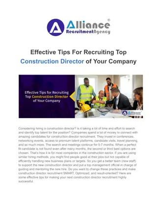 Effective Tips For Recruiting Top Construction Director of Your Company