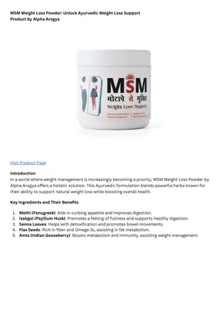 MSM Weight Loss Powder Unlock Ayurvedic Weight Loss Support Product by Alpha Arogya Visit Product Page